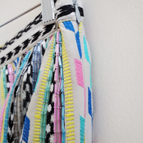 Parker Gorgeous Sequin Hand Beaded Mini Skirt Size 4 - Picture 8 of 11